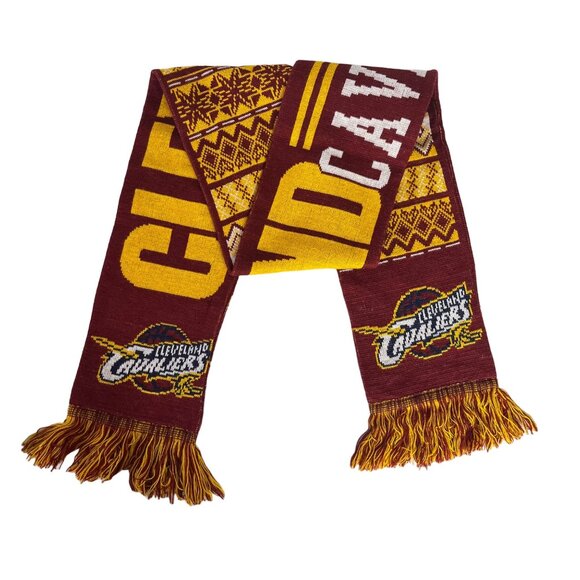 Cleveland Cavaliers NBA Knit Scarf Maroon Gold Winter Fanwear - Picture 1 of 7